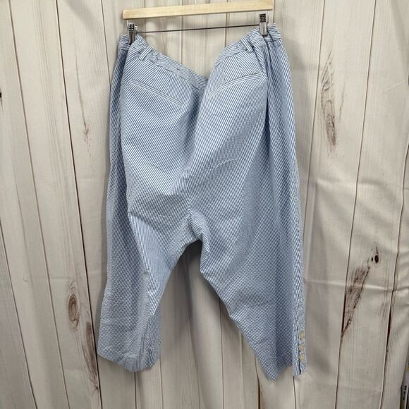 Talbots Women’s 24W Blue White Striped Seersucker Chino Pants Cropped - Picture 4 of 6